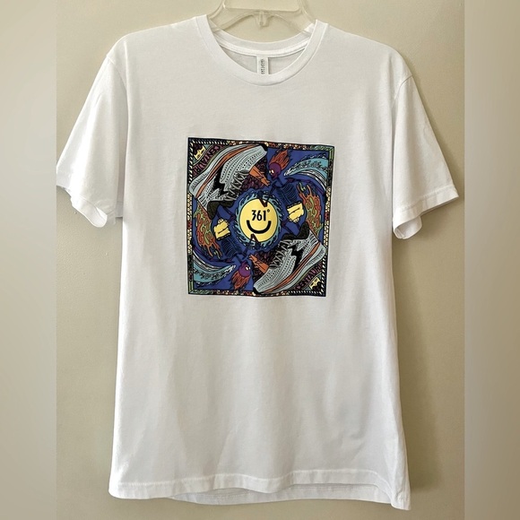 NWOT NEXT LEVEL Tee Size M Graphic White  Short Sleeve Skeletons And Sneakers - Picture 1 of 7